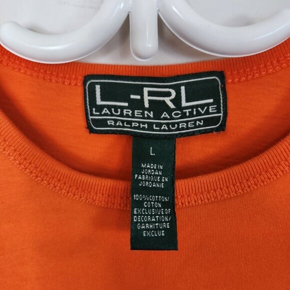 Vintage Ralph Lauren Orange Crest Logo Crew Preppy T-Shirt Top Y2K Sporty Cool - Picture 3 of 7